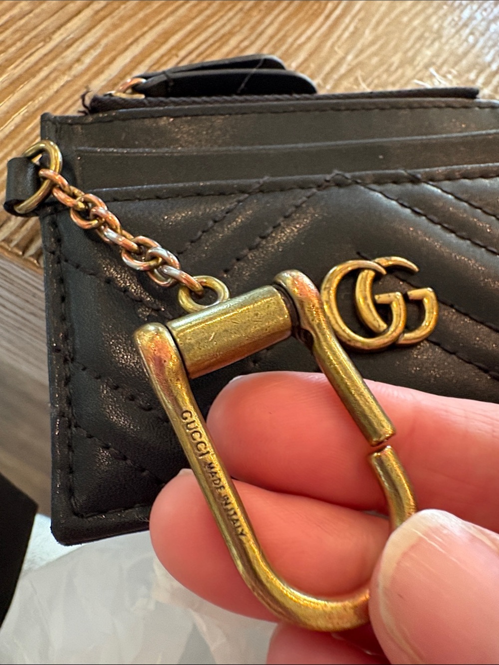 ❤️❤️❤️Double G GUCCI GG Marmont Leather Key Chain Wallet - Picture 5 of 8